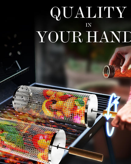 Rolling Grilling Basket with Handle - Libiyi