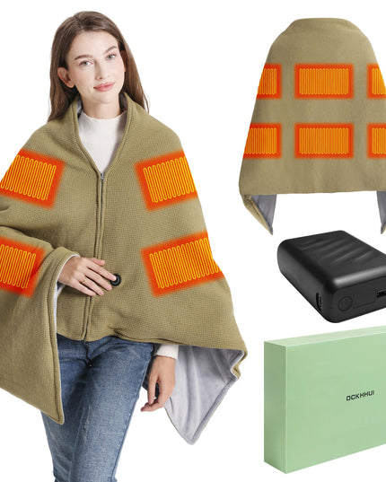 Portable Soft Zipper Electric Heated Blanket Shawl - Libiyi