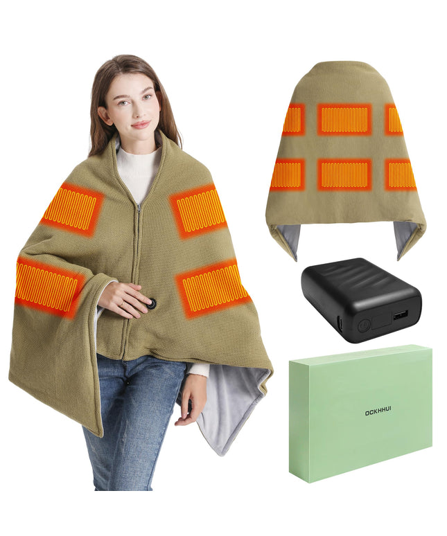 Portable Soft Zipper Electric Heated Blanket Shawl - Libiyi