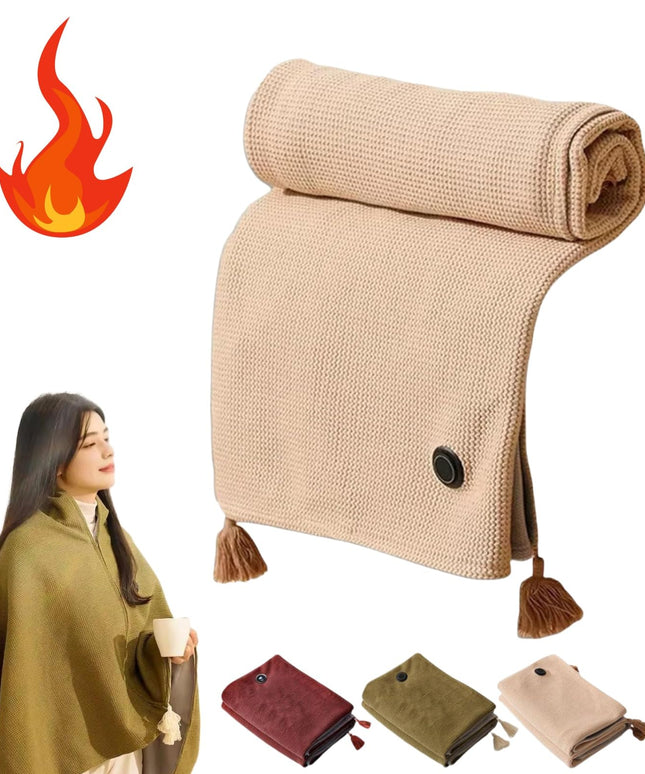 Portable Soft Zipper Electric Heated Blanket Shawl - Libiyi