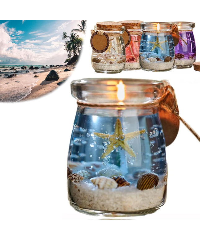 Ocean Theme Blue Purple Pink Gel Candle - Libiyi