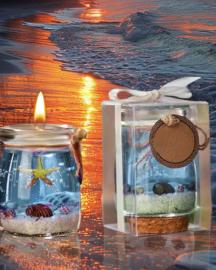 Ocean Theme Blue Purple Pink Gel Candle - Libiyi