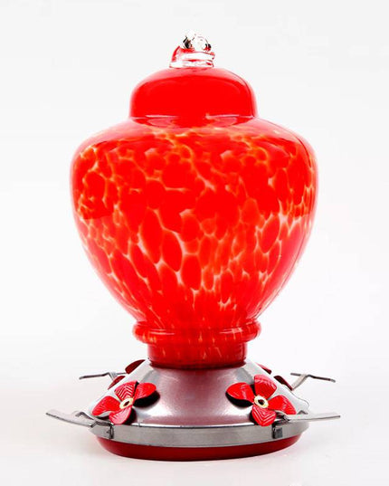Hand Blown Glass Hummingbird Feeder  - 38 Ounces - Libiyi