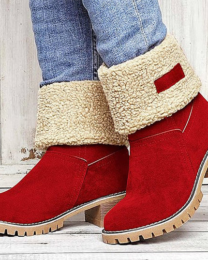 Women's Chunky Heel Round Toe Snow Boots - Keilini