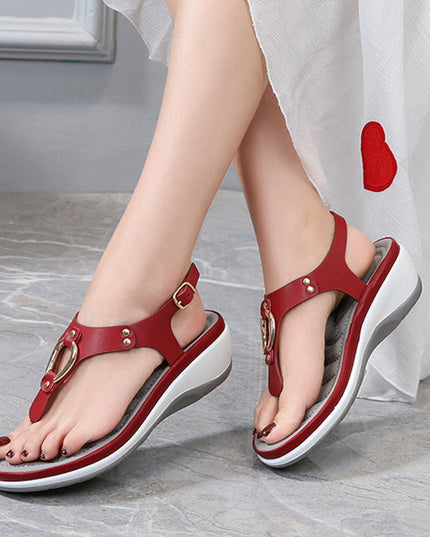Ladies Rubber Sole Casual Wedge Sandals - Libiyi