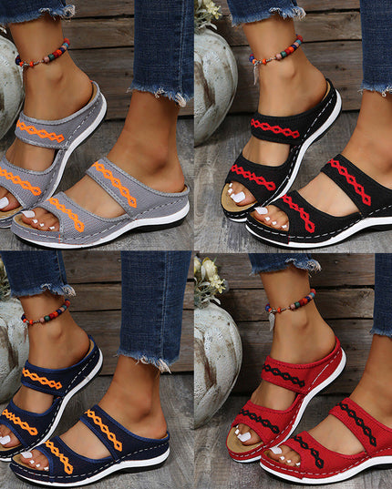 Stylish Wedge Cutout Comfortable Flat Slippers - Libiyi