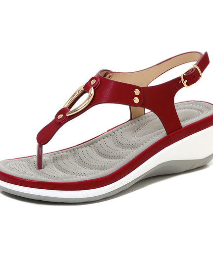 Ladies Rubber Sole Casual Wedge Sandals - Libiyi