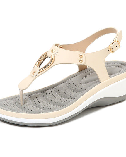 Ladies Rubber Sole Casual Wedge Sandals - Libiyi