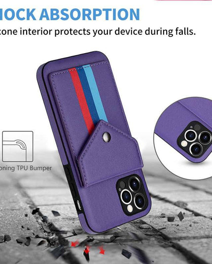 Lanyard Leather Wallet Card Holder Stand Phone Case For iPhone - Libiyi