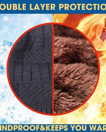 Warm Beanie Cap With Scarf - Libiyi