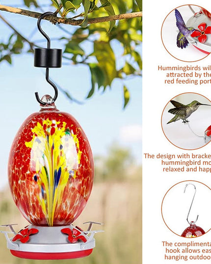 Hummingbird Feeder Hand Blown Glass