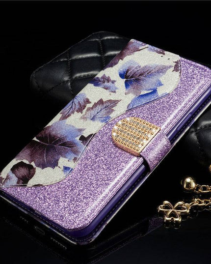 Leather Glitter Rhinestone Flip Case For Samsung A Series - Libiyi