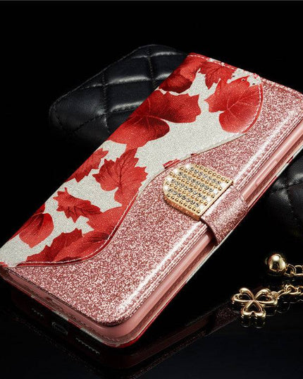 Leather Glitter Rhinestone Flip Case For Samsung - Libiyi