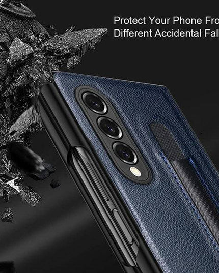 Luxury Business PU Leather Case for Samsung Galaxy Z Fold 3 5G with S Pen Holder - Libiyi