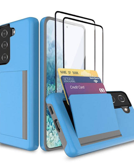 Armor Protective Card Holder Case for Samsung S21 FE(5G) With 2-Pack Screen Protectors - Keilini