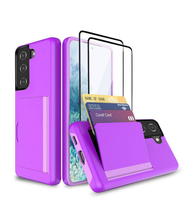 Armor Protective Card Holder Case for Samsung S21 Plus(5G) With 2-Pack Screen Protectors - Libiyi