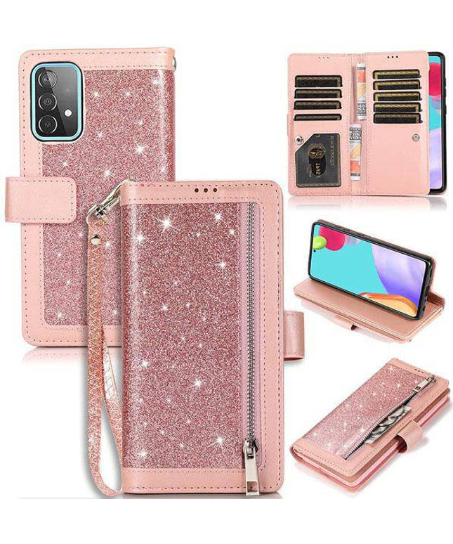 Bling Wallet Case with Wrist Strap for Samsung A52(4G/5G) - Libiyi