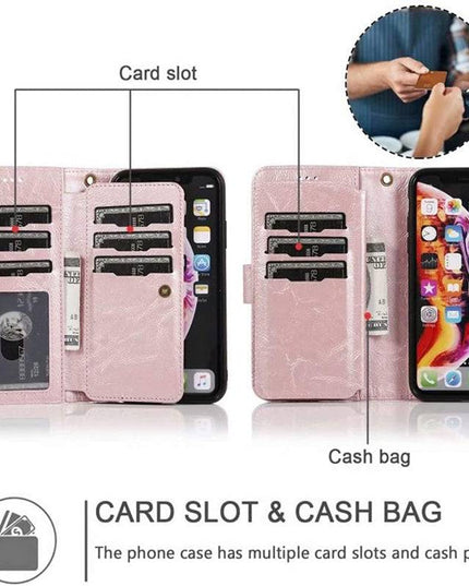 Detachable Flip Folio Zipper Purse Phone Case for iPhone 12 Series - Libiyi