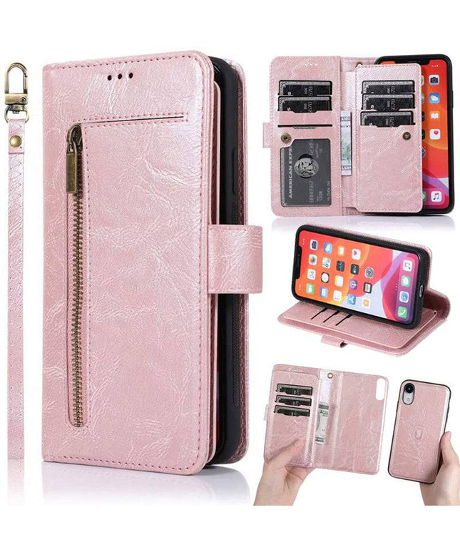Detachable Flip Folio Zipper Purse Phone Case for iPhone XR - Libiyi