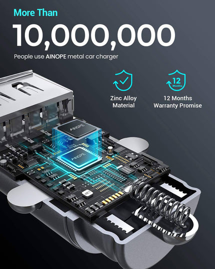 Quick Charge 3.0 All Metal Dual USB Port Fast Car Charger - Libiyi