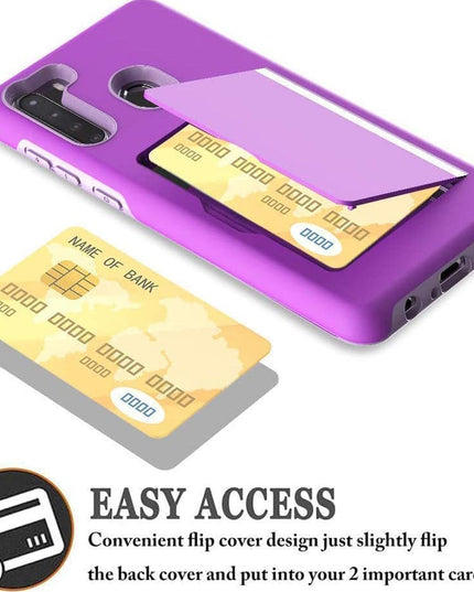 Armor Protective Card Holder Case for Samsung A21(US) With 1 PACK Screen Protector - Libiyi