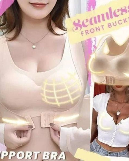 Seamless Front Buckle Support Bra - Libiyi