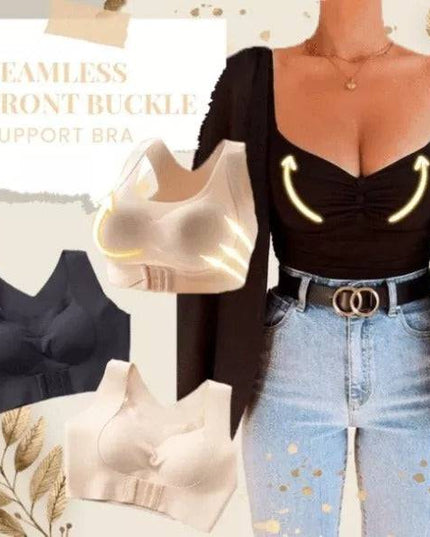 Seamless Front Buckle Support Bra - Libiyi