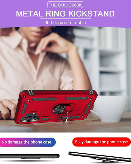 Samsung A32(5G) Luxury Armor Ring Bracket Phone Case With 2-Pack Screen Protectors - Libiyi