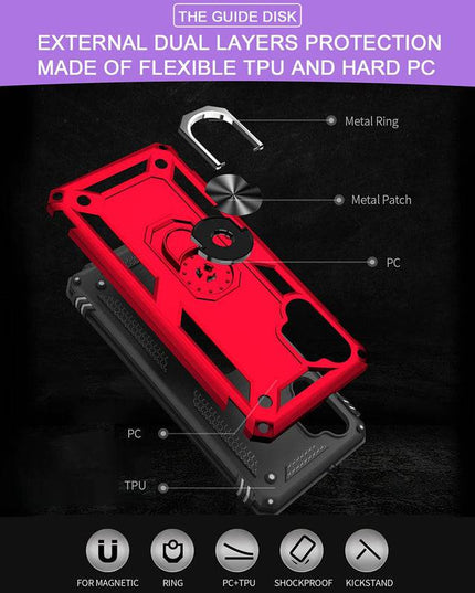 Samsung A32(5G) Luxury Armor Ring Bracket Phone Case With 2-Pack Screen Protectors - Libiyi