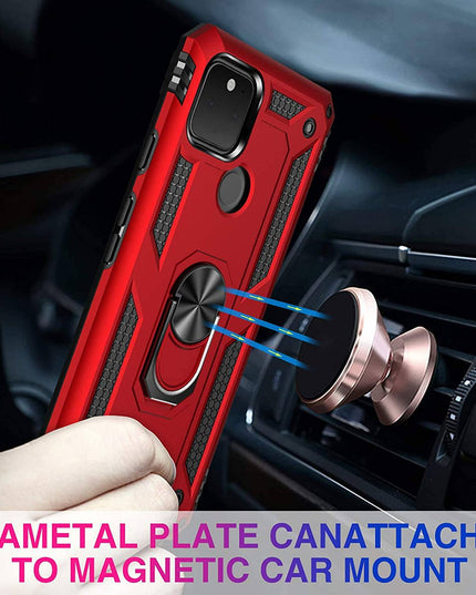 2022 Luxury Armor Ring Bracket Phone case For Google Pixel 5 With 2-Pack Screen Protectors - Libiyi