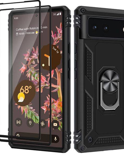 Luxury Armor Ring Bracket Phone case For Google Pixel 6 With 2-Pack Screen Protectors - Libiyi
