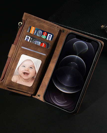 Luxury Leather Zipper Wallet Case For iPhone - Libiyi