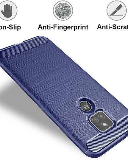 Luxury Carbon Fiber Case For Moto E7 With Screen Protector - Libiyi