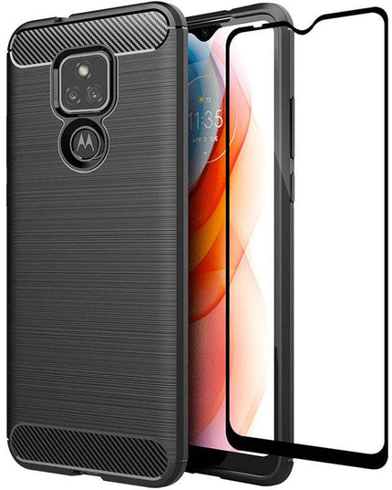 Luxury Carbon Fiber Case For Moto E7 With Screen Protector - Libiyi