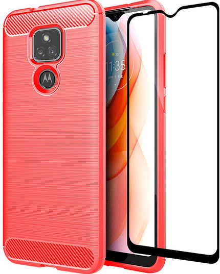 Luxury Carbon Fiber Case For Moto G Play 2021 With Screen Protector - Libiyi