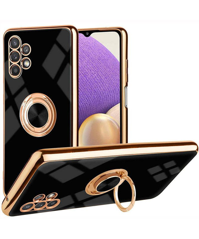 Slim Thin Finger Ring Stand Electroplated Silicone Case For Samsung A32(5G) - Libiyi