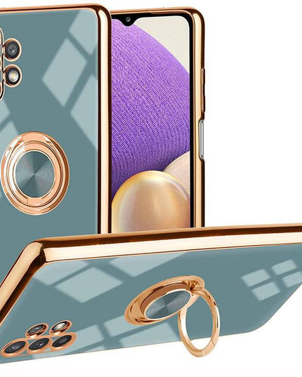 Slim Thin Finger Ring Stand Electroplated Silicone Case For Samsung A32(5G) - Libiyi