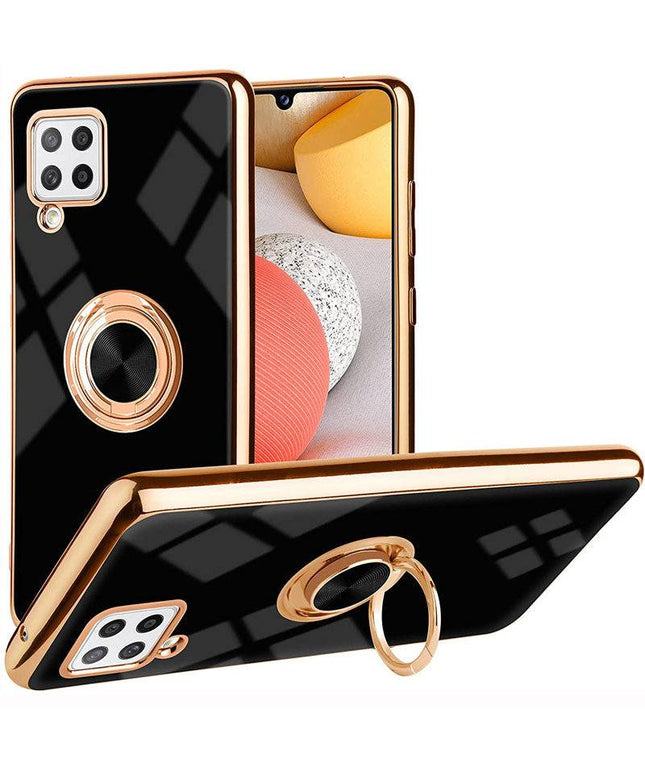 Slim Thin Finger Ring Stand Electroplated Silicone Case For Samsung A42(5G) - Libiyi