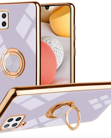 Slim Thin Finger Ring Stand Electroplated Silicone Case For Samsung A42(5G) - Libiyi