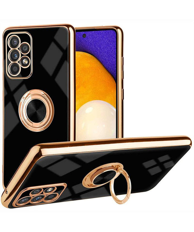 Slim Thin Finger Ring Stand Electroplated Silicone Case For Samsung A52(4G/5G) - Libiyi