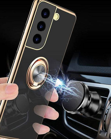 Shiny Plating Built-in Finger Ring Case For Samsung S21 - Libiyi