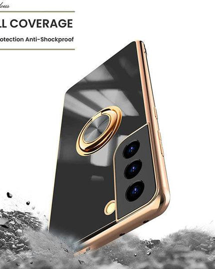 Shiny Plating Built-in Finger Ring Case For Samsung S21 FE - Libiyi