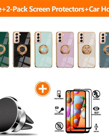 Shiny Plating Built-in Finger Ring Case For Samsung S21 FE - Libiyi
