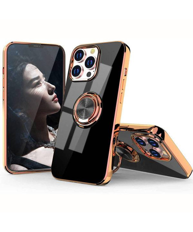Shiny Plating Built-in Finger Ring Case For iPhone - Libiyi