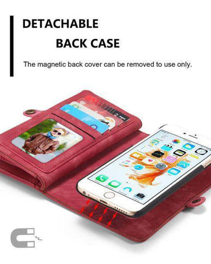 Zipper Wallet Magnetic Case Detachable 2 in 1 Cover For iPhone - Libiyi
