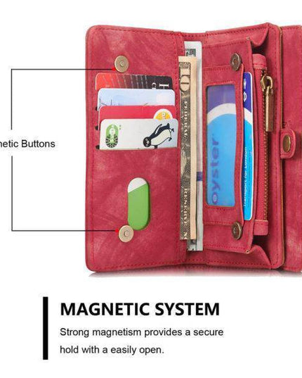 Zipper Wallet Magnetic Case Detachable 2 in 1 Cover For iPhone - Libiyi